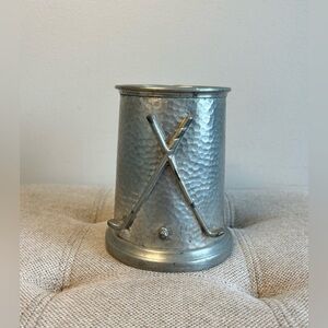 VTG A.E Poston & Co London English Pewter Tankard Glass Botton Golf 1977 RARE